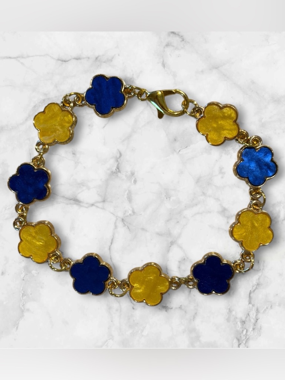 Gold-Tone Blue & Yellow Clover Link